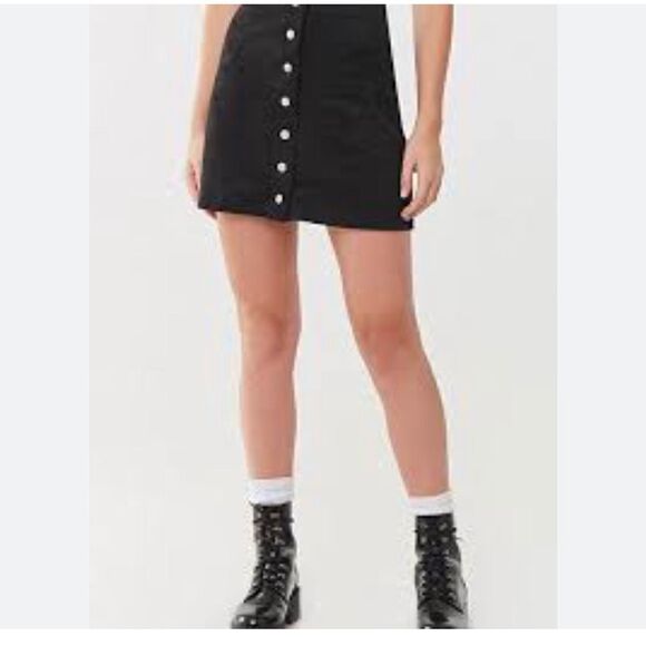 Forever 21 girls size medium black denim button up mini skirt - Picture 2 of 16